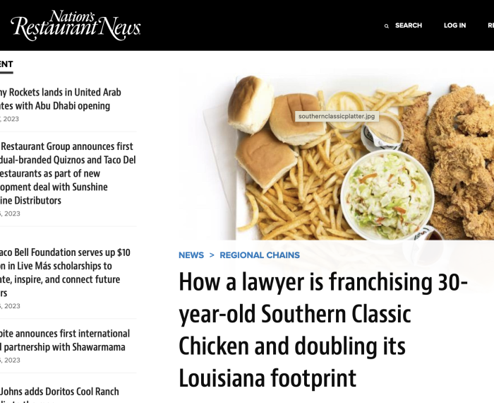 How a lawyer is franchising 30-year-old Southern Classic Chicken and doubling its Louisiana footprint